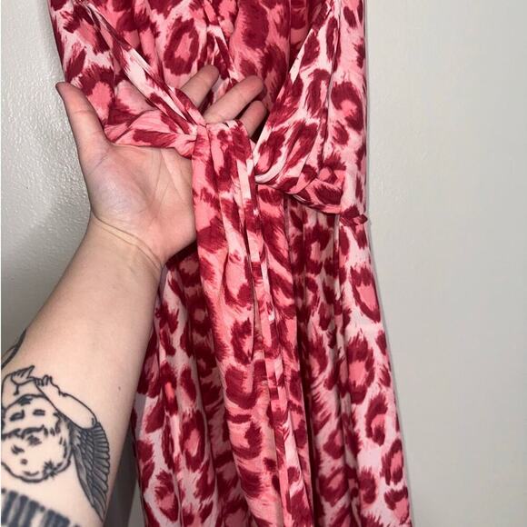Kate Spade NWT Panthera Tie Waist Wide Leg Jumpsuit Pink Animal Print Size Large - Picture 6 of 10